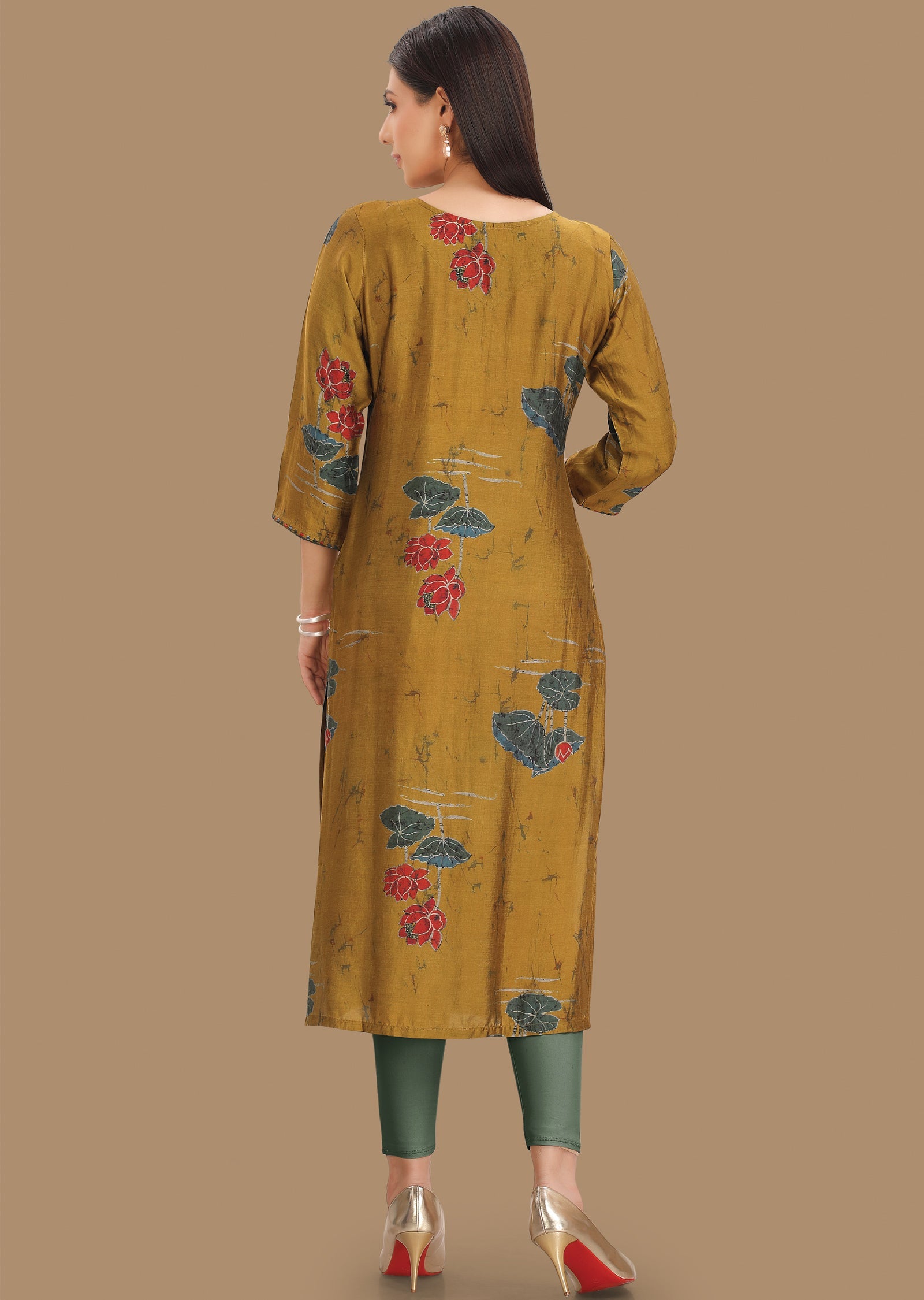 Mustard Model Kurti Staright Cut