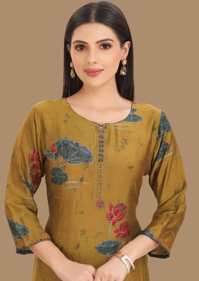 Mustard Model Kurti Staright Cut