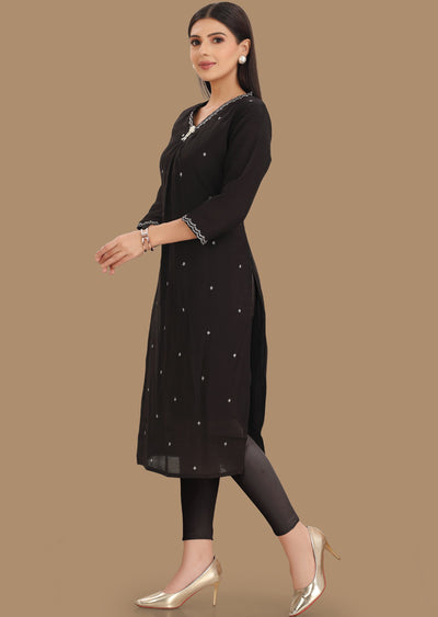 Black Russion Silk Kurti Staright Cut