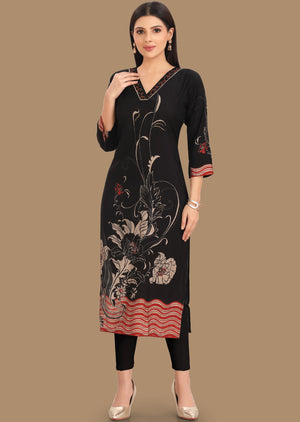 Black Muslin Kurti Staright Cut