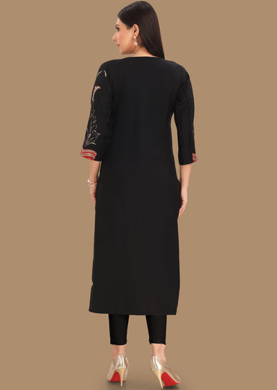 Black Muslin Kurti Staright Cut