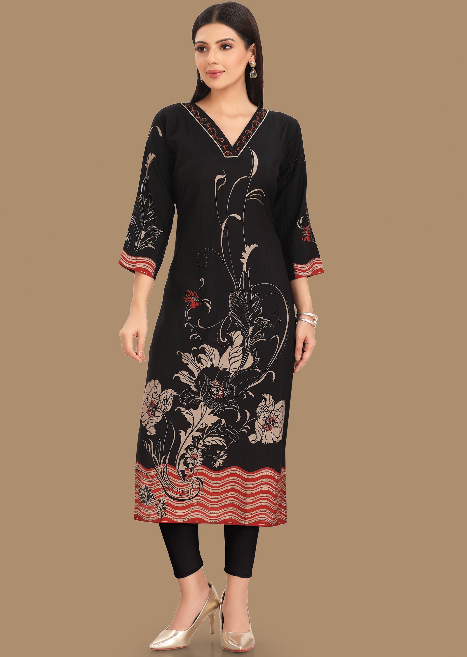 Black Muslin Kurti Staright Cut