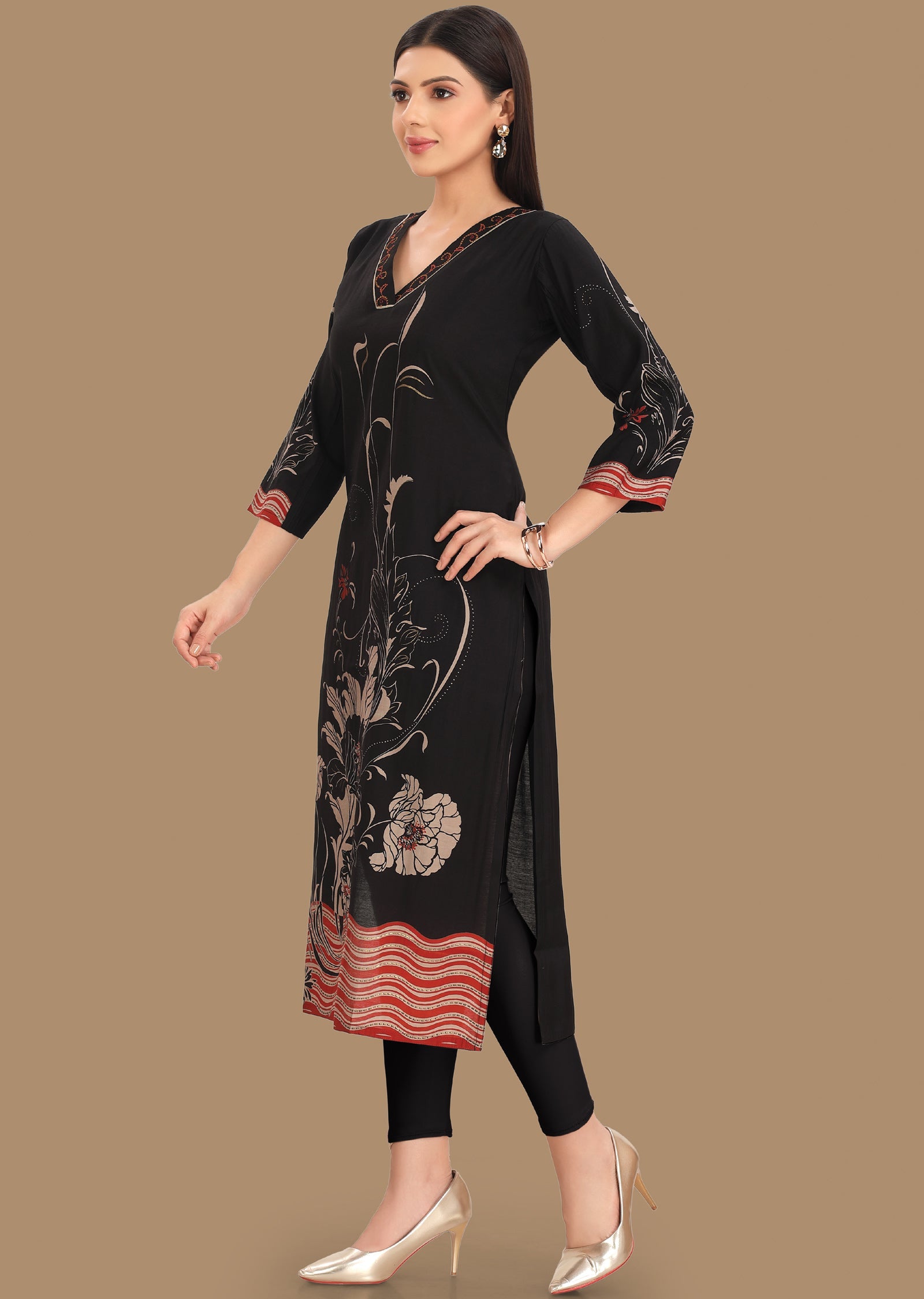 Black Muslin Kurti Staright Cut