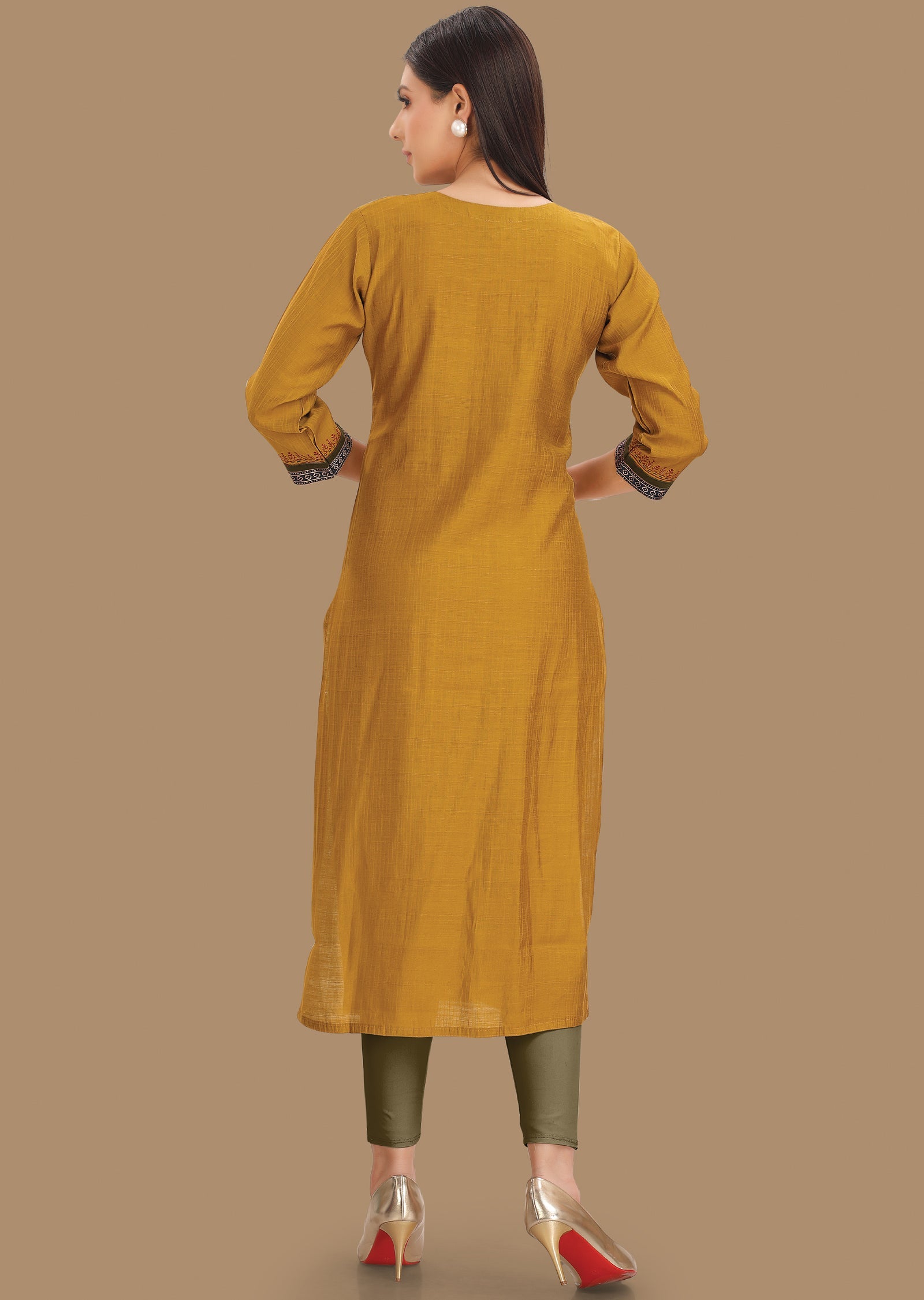 Mustard Silk Kurti Staright Cut