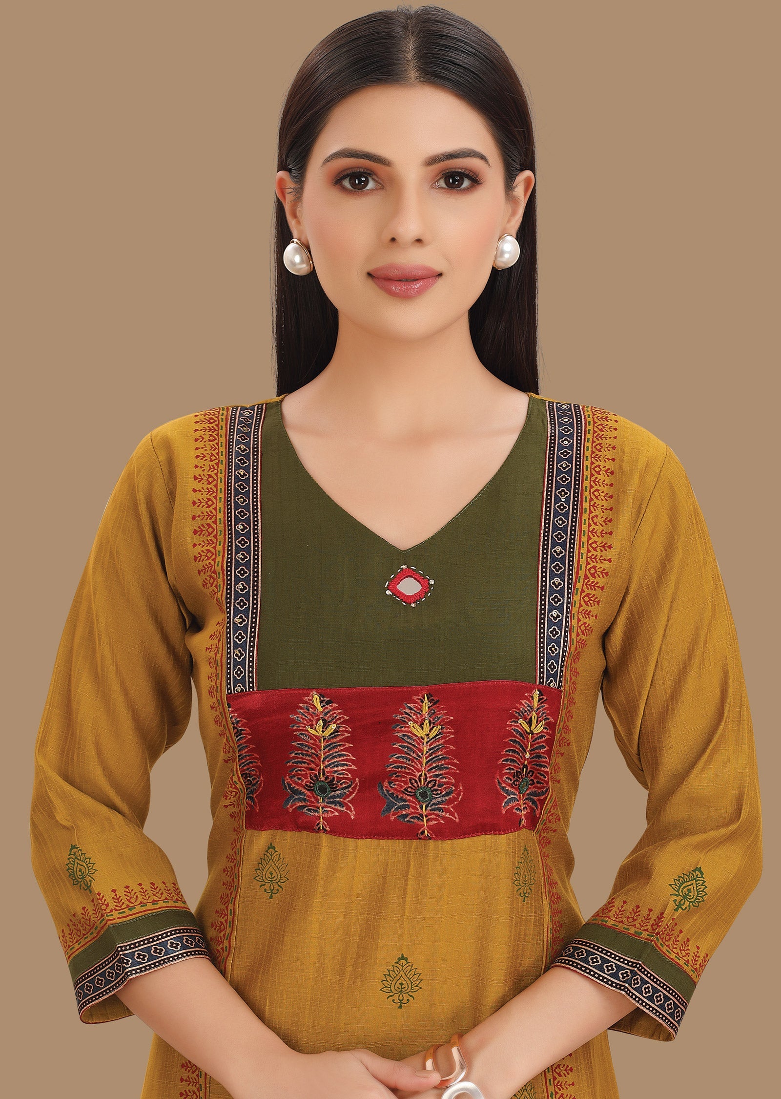 Mustard Silk Kurti Staright Cut