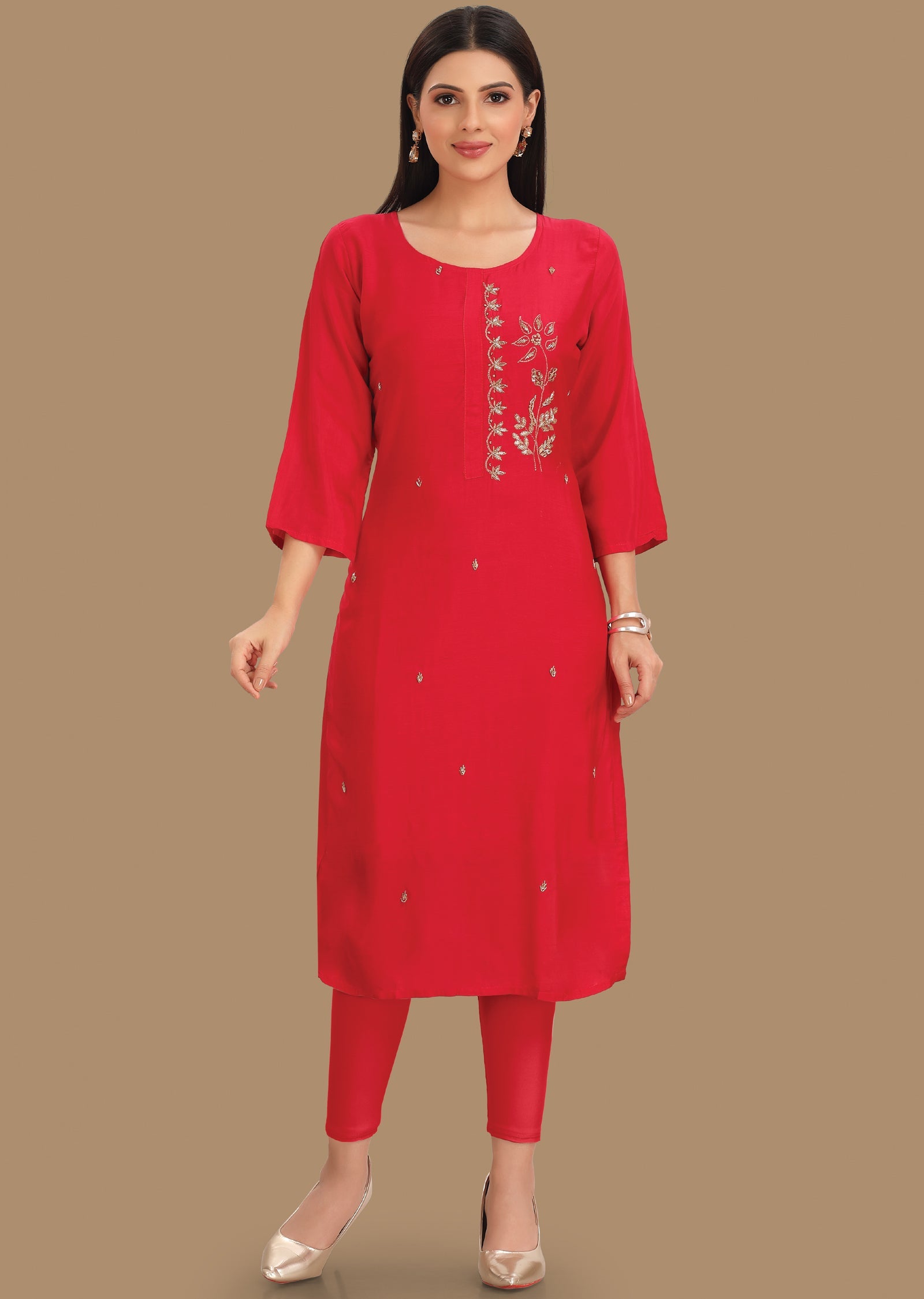 Rani Pink Muslin Kurti Staright Cut