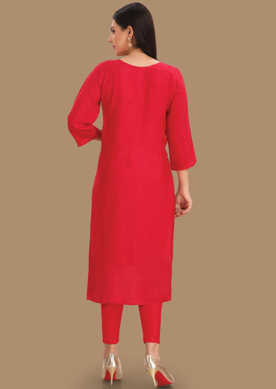 Rani Pink Muslin Kurti Staright Cut