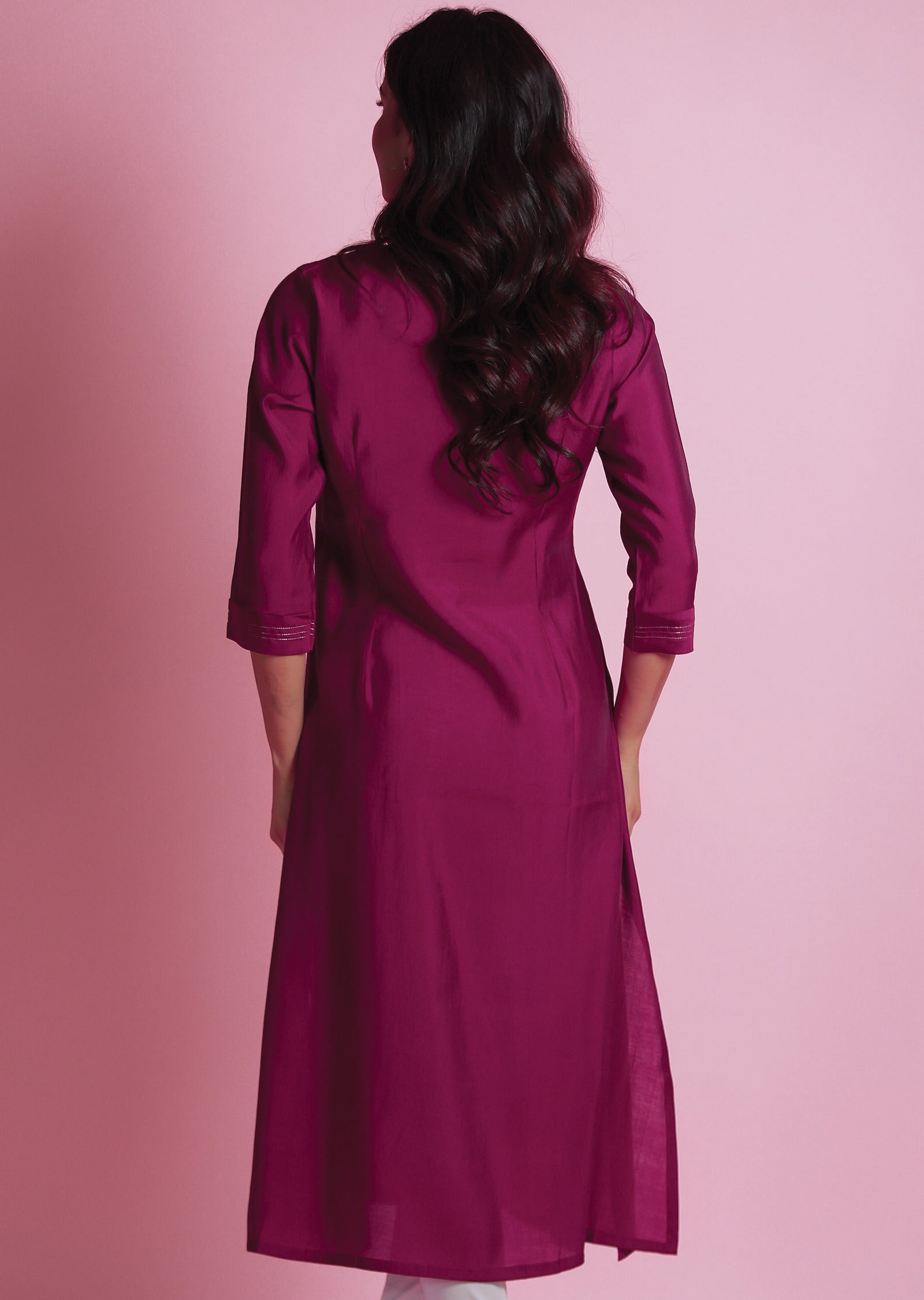 Magenta Muslin Kurti Staright Cut