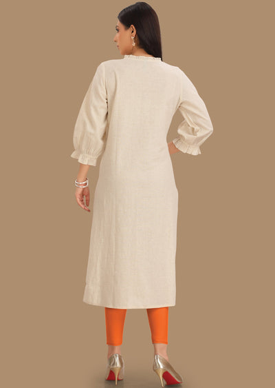 Off White Cotton Kurti Staright Cut