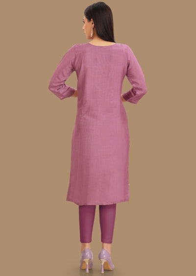 Lavender Dola Silk Kurti Straight Cut