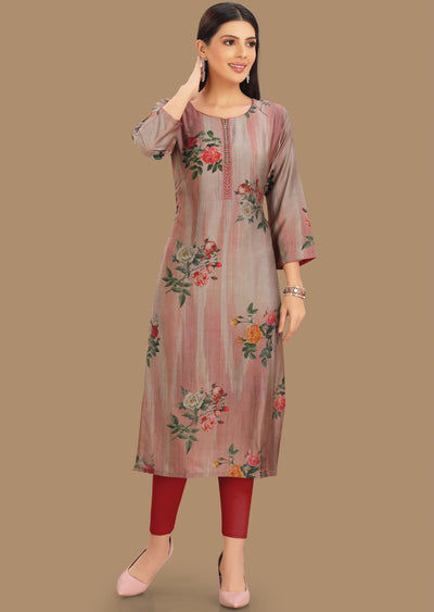 Grey Muslin Kurti Straight Cut