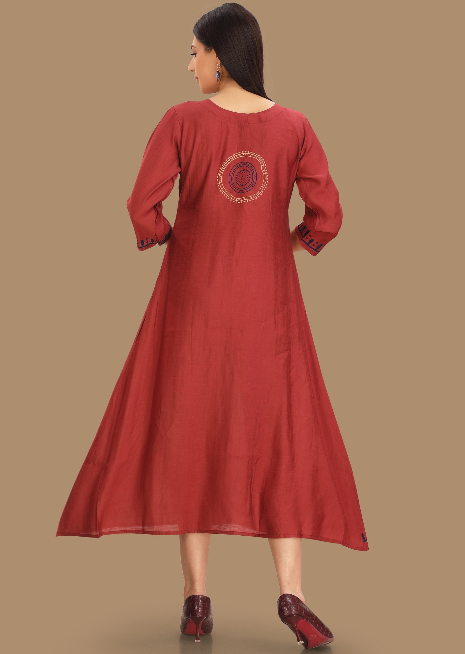 Dark Pink Soft Silk Kurti Straight Cut