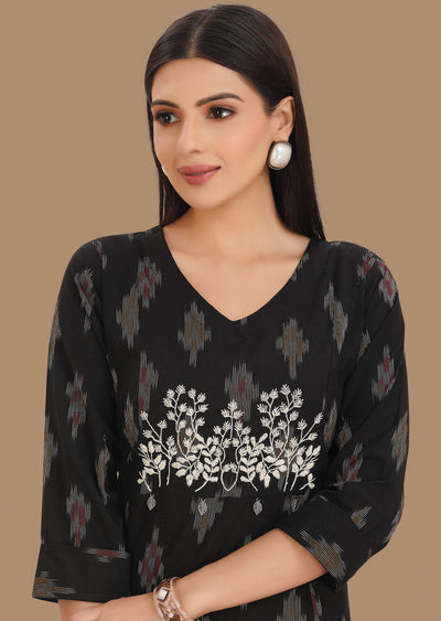 Black Cotton Kurti Straight Cut