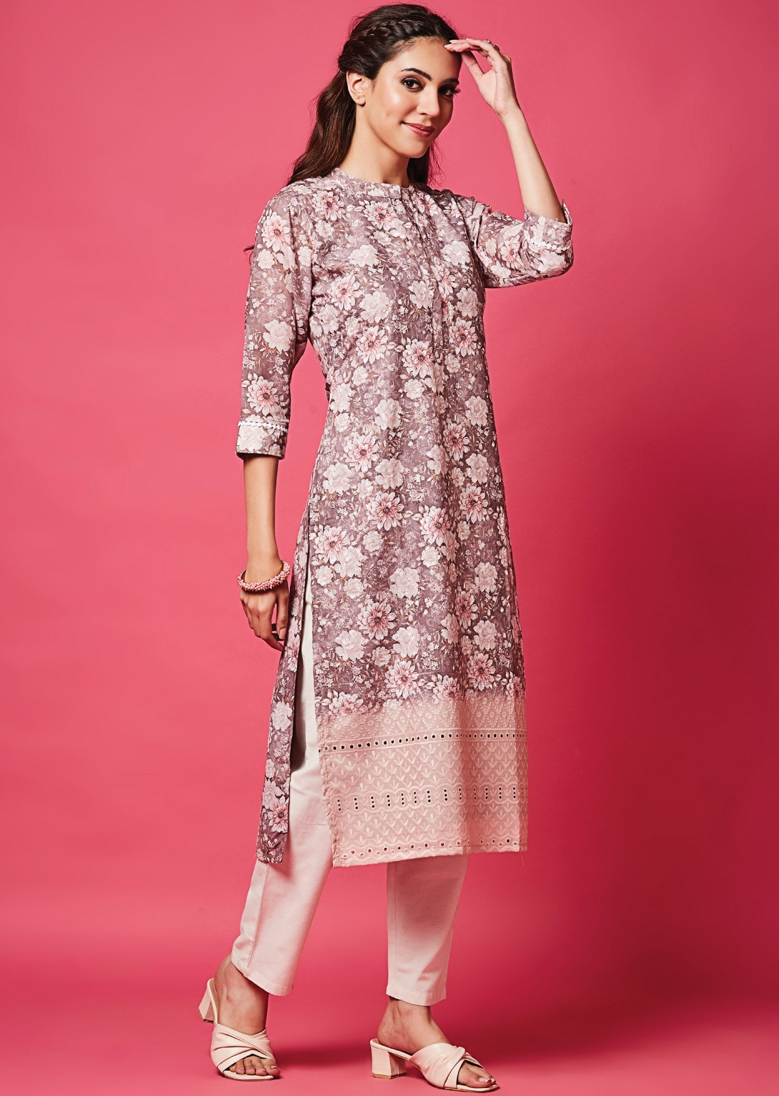 Brown Cotton Straight Cut