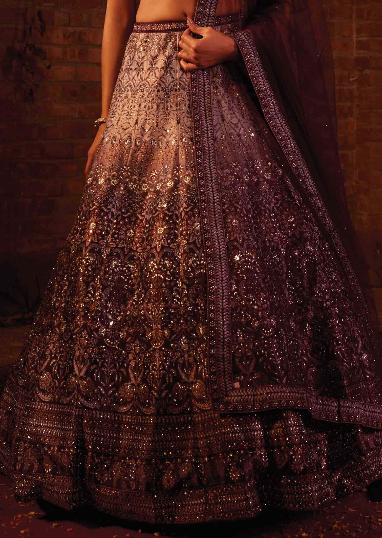 Wine Silk Printed lehenga