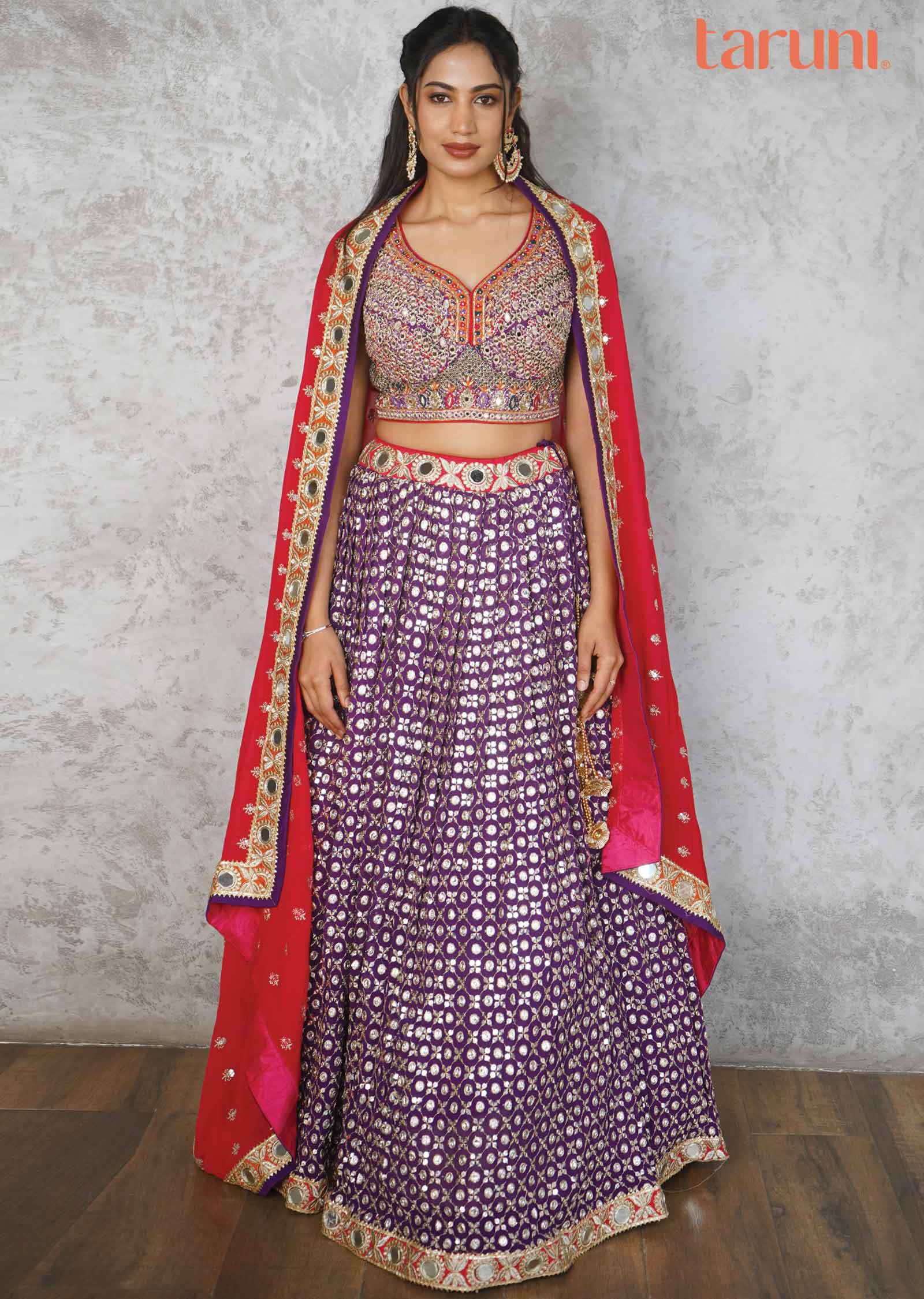 Purple Silk Lehengas