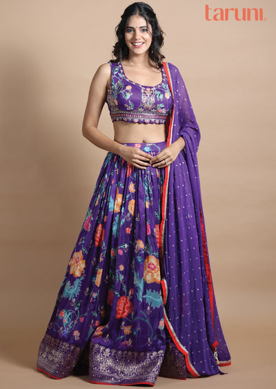 Purple Silk Lehenga Set