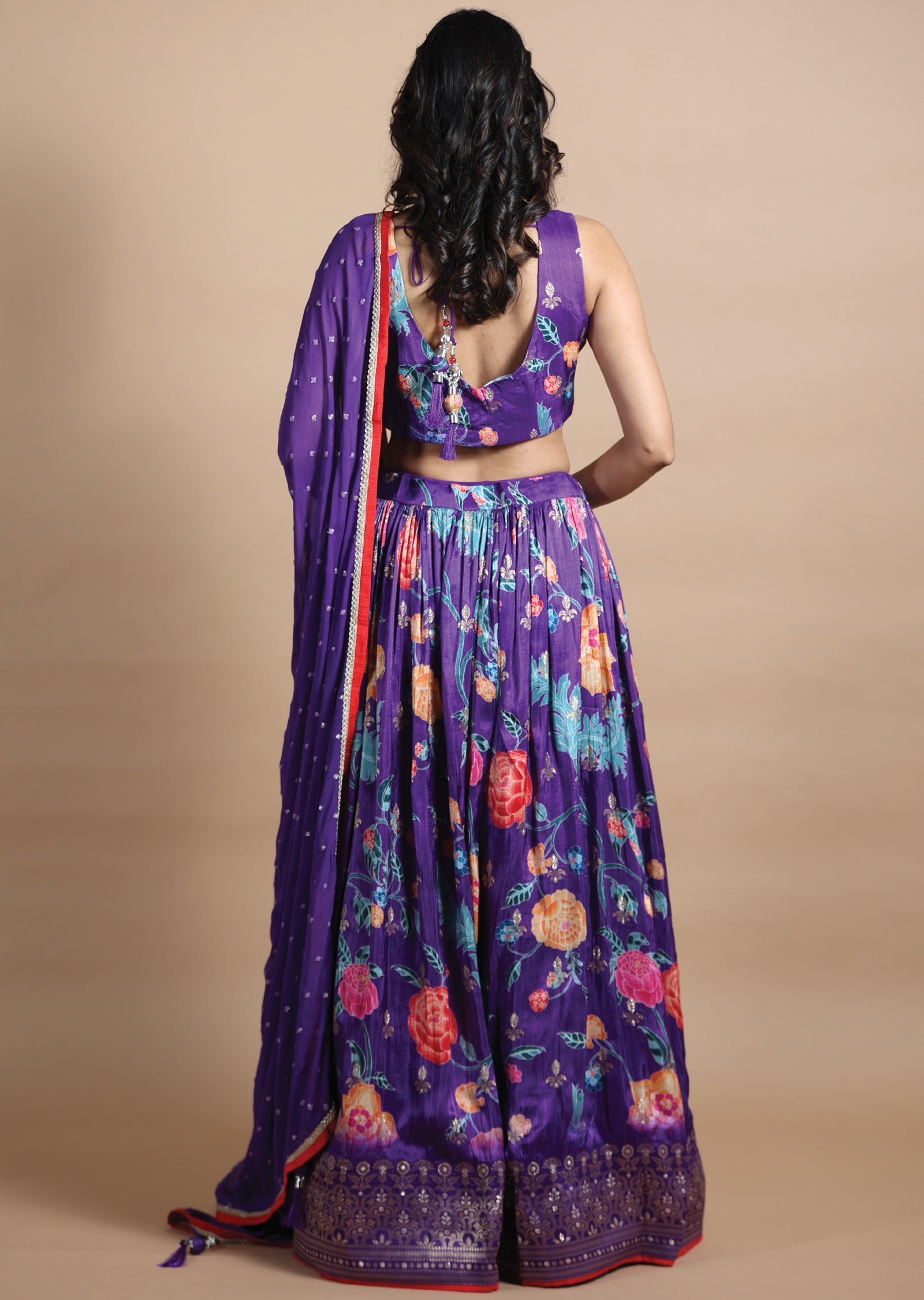 Purple Silk Lehenga Set