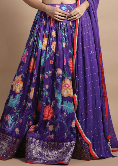 Purple Silk Lehenga Set