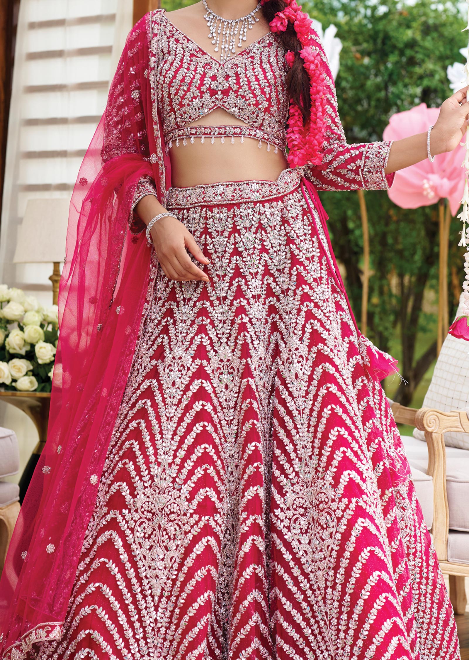 Rani Pink Net Lehenga Set