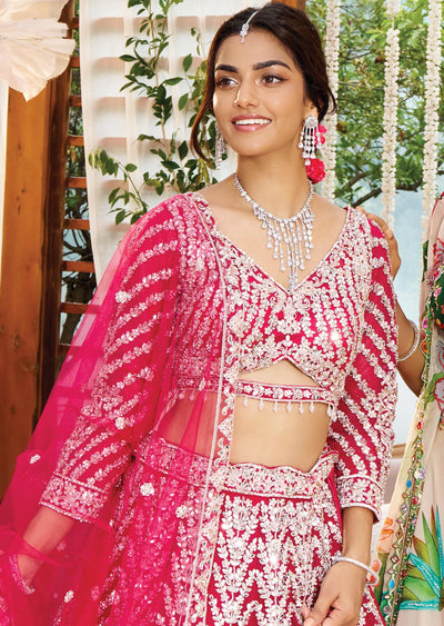 Rani Pink Net Lehenga Set