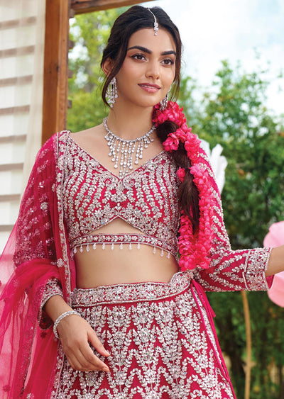 Rani Pink Net Lehenga Set