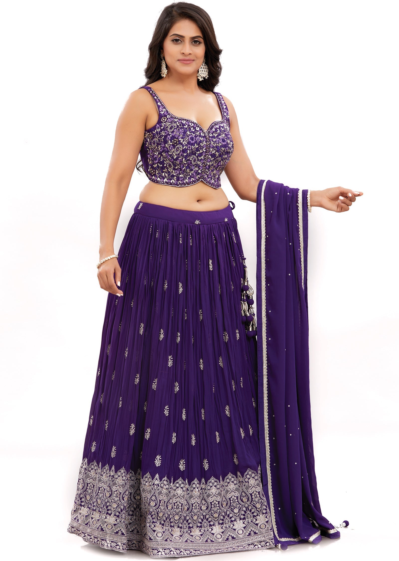 Purple Georgette Lehenga Set