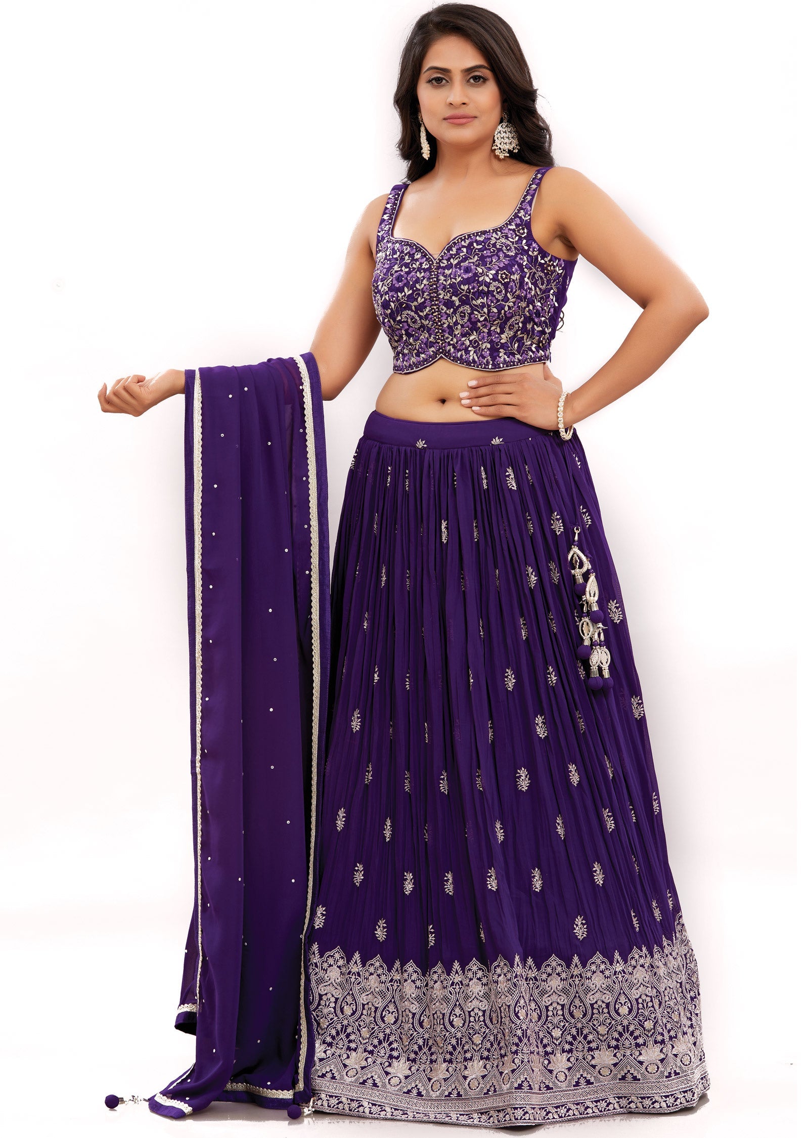 Purple Georgette Lehenga Set