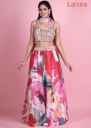 Multi Color Organza Lehenga Set