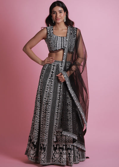 Black Georgette Lehenga Set