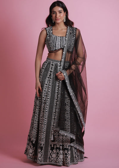 Black Georgette Lehenga Set