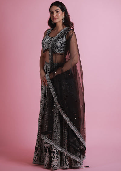 Black Georgette Lehenga Set