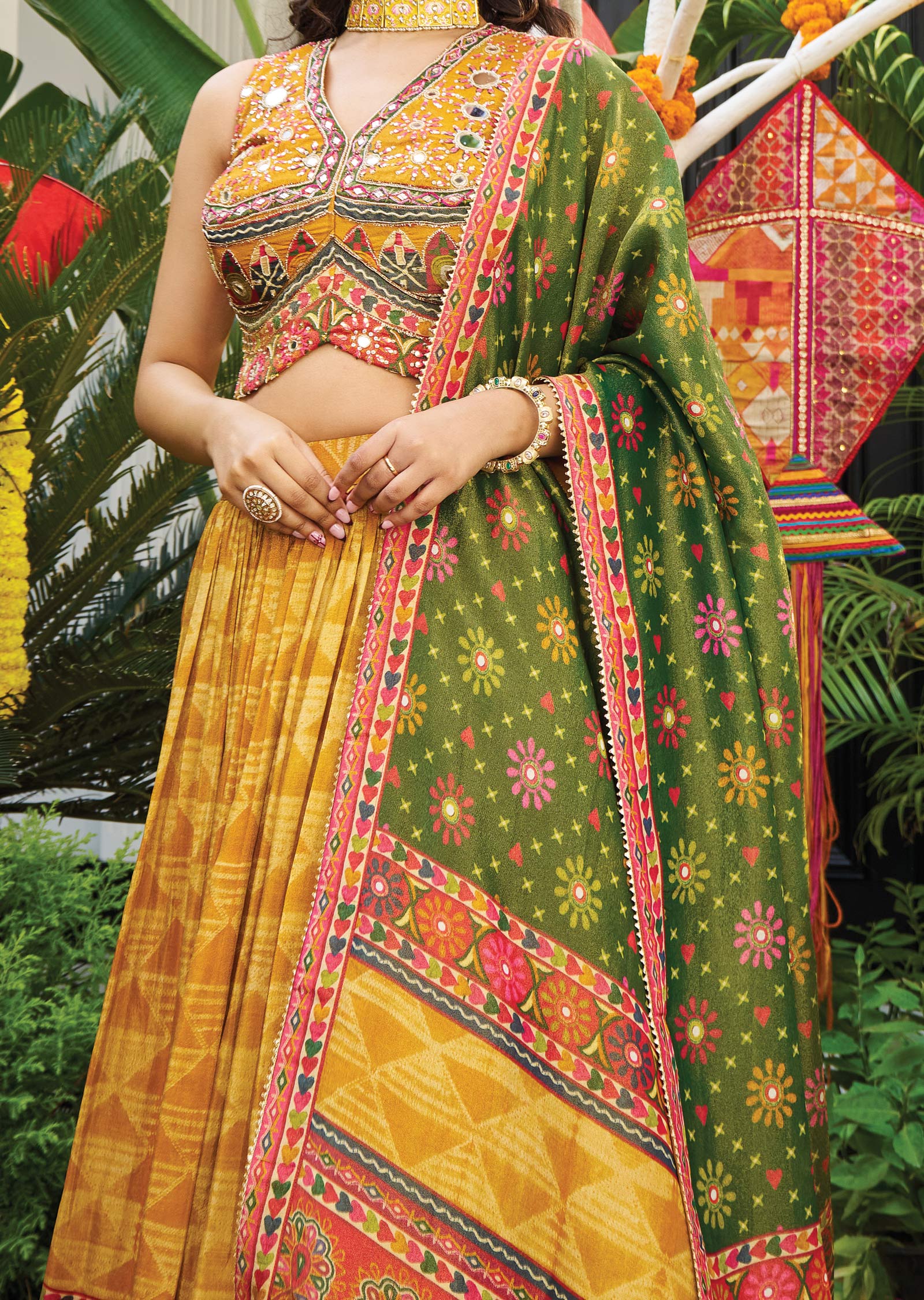 Mustard Tissue Silk Lehengas