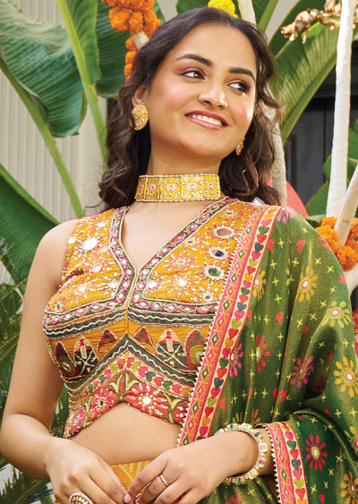 Mustard Tissue Silk Lehengas