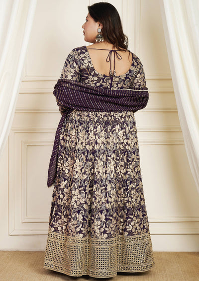 Purple Banaras Georgette Lehenga Set