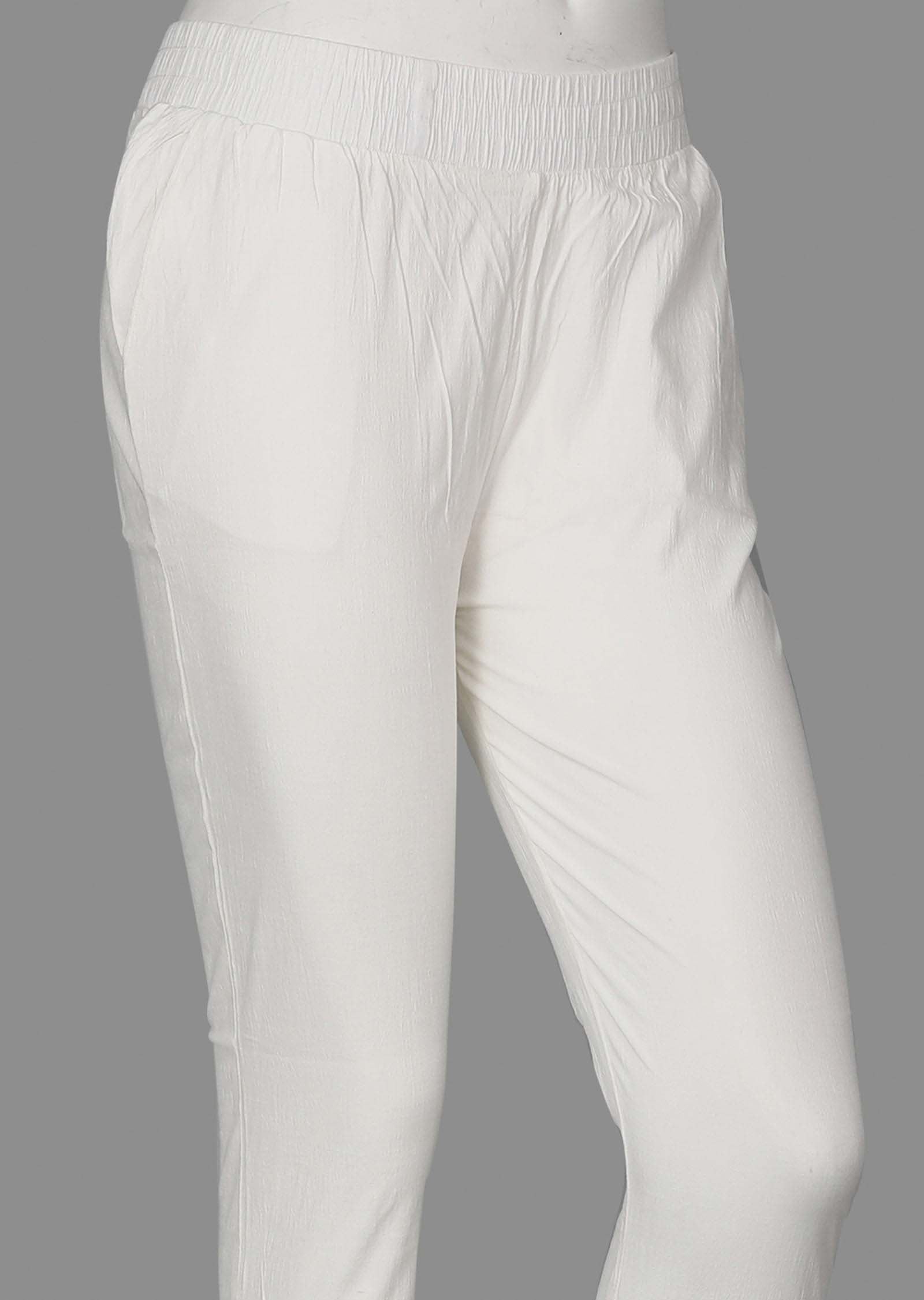 White Potli button Pants