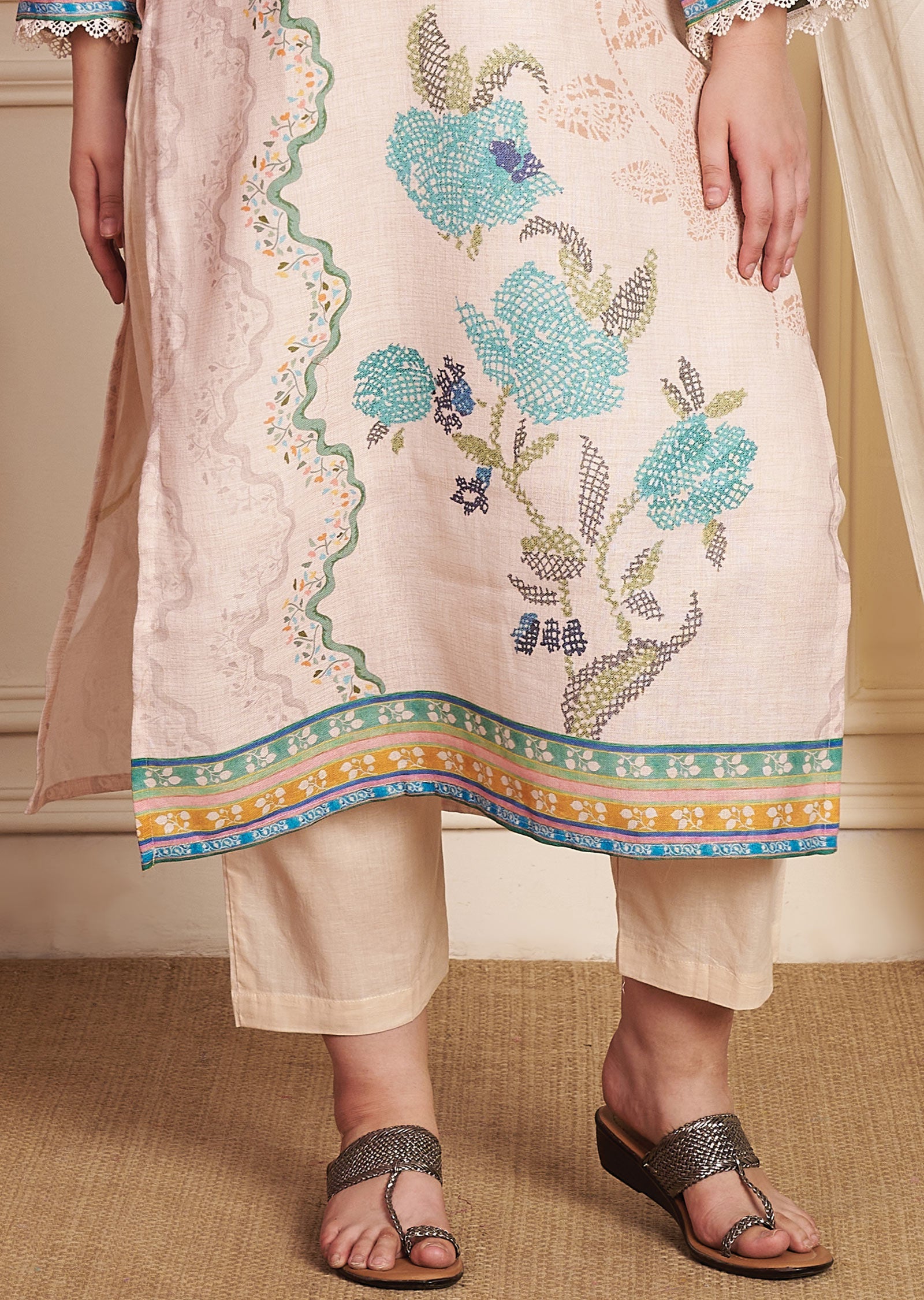 Dark Beige Linen Cotton Straight Cut Suit