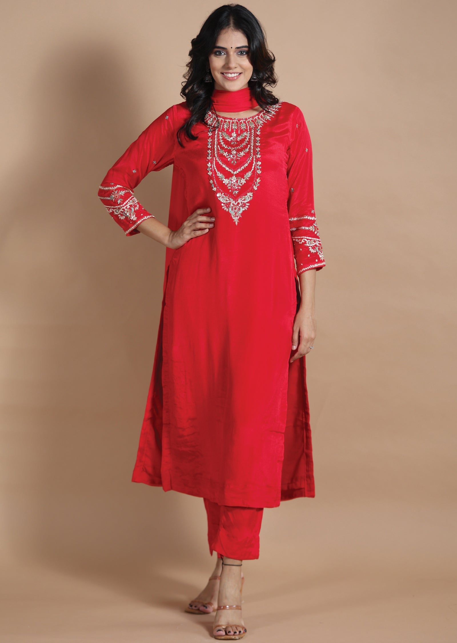 Rani Pink Chinnon Straight cut suits