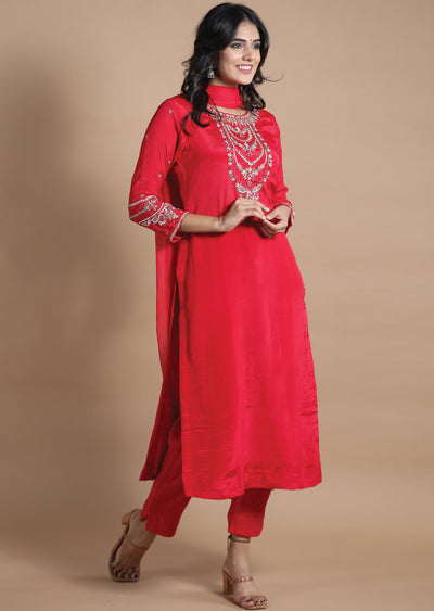 Rani Pink Chinnon Straight cut suits