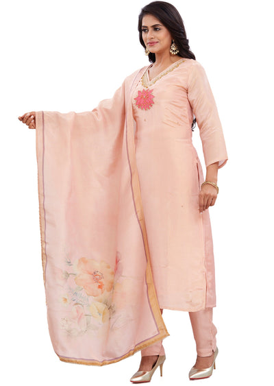 Peach Tissue Silk Kurti with Zardosi & Sequence Work