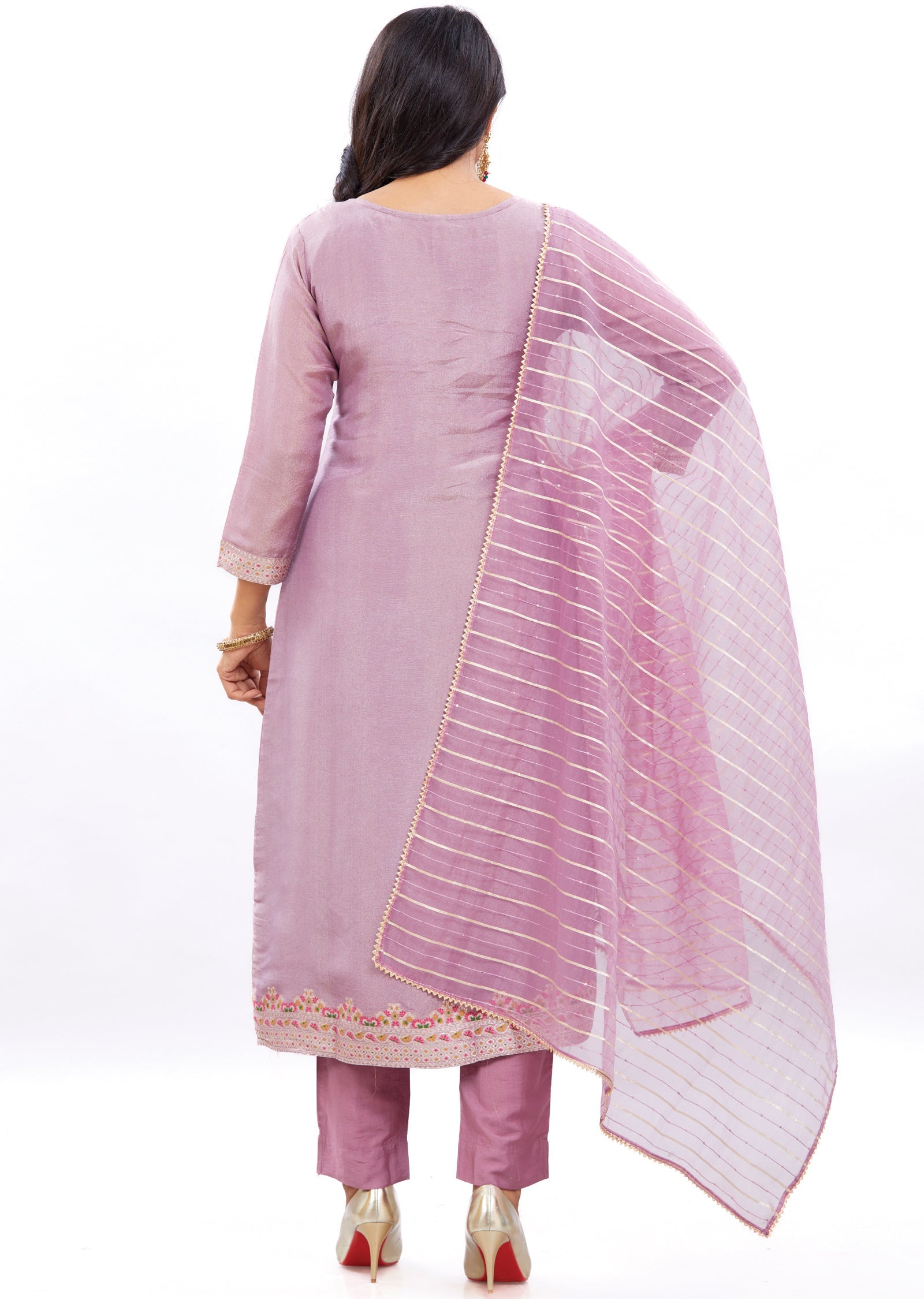 Lavender Banaras Tissue Kurti with Zardosi & Mirror Work