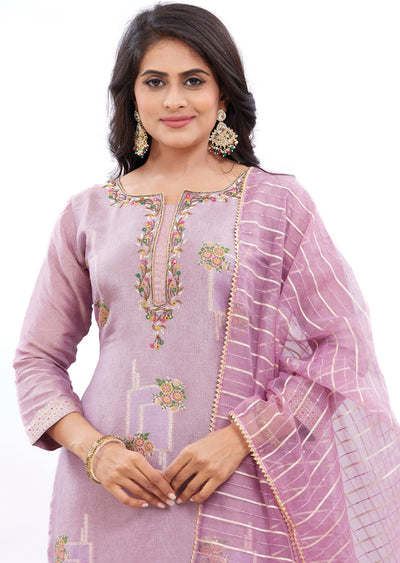 Lavender Banaras Tissue Kurti with Zardosi & Mirror Work