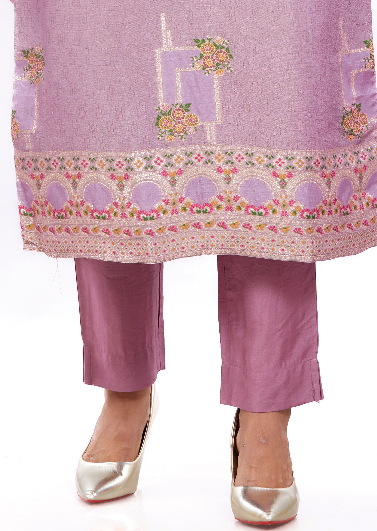 Lavender Banaras Tissue Kurti with Zardosi & Mirror Work