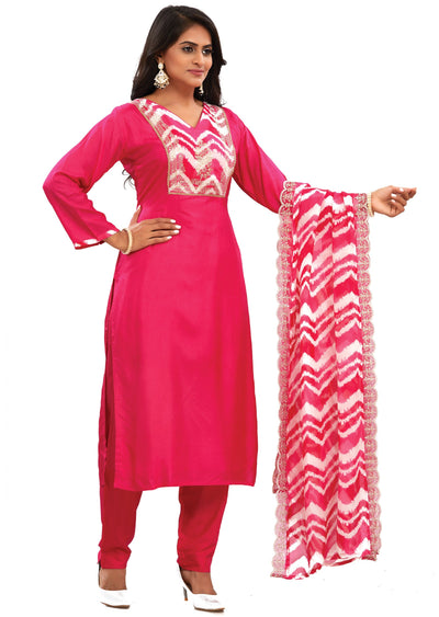 Rani Pink Muslin Straight Cut Suits