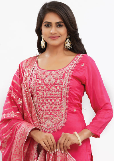 Rani Pink Muslin Straight Cut Suits