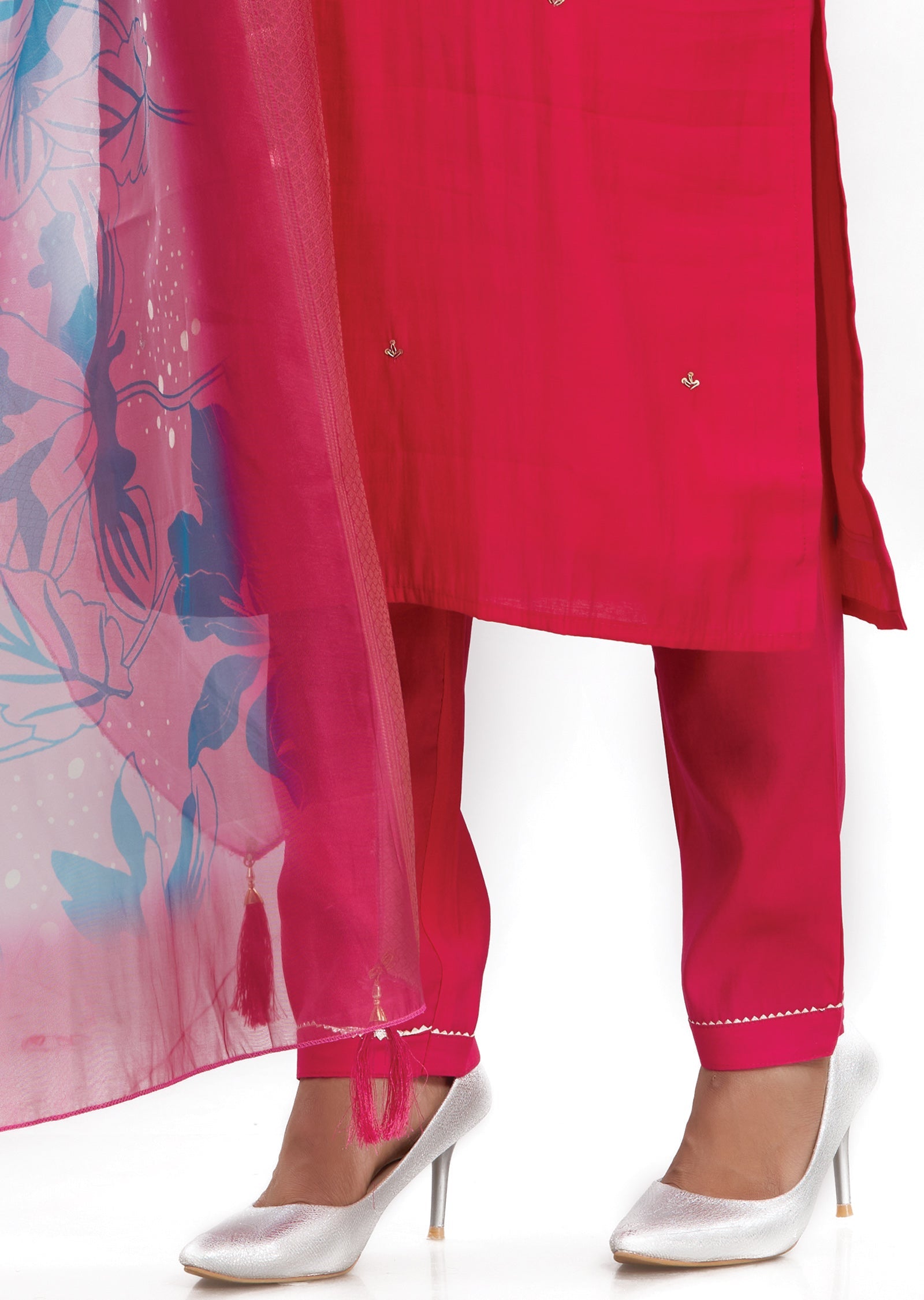 Rani Pink Chanderi Straight Cut Suits