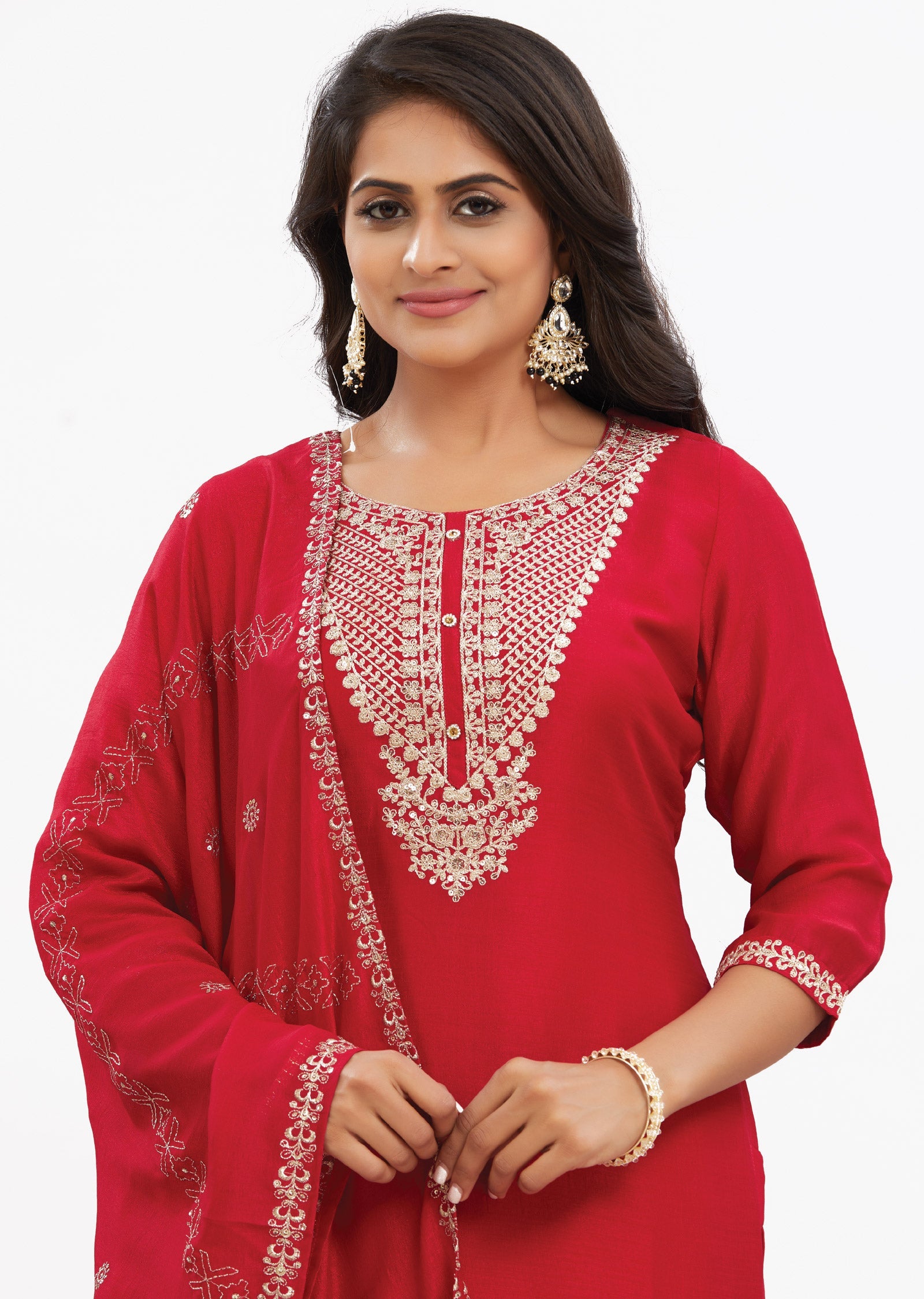 Maroon Silk Kurti with Zari & Sequence Work