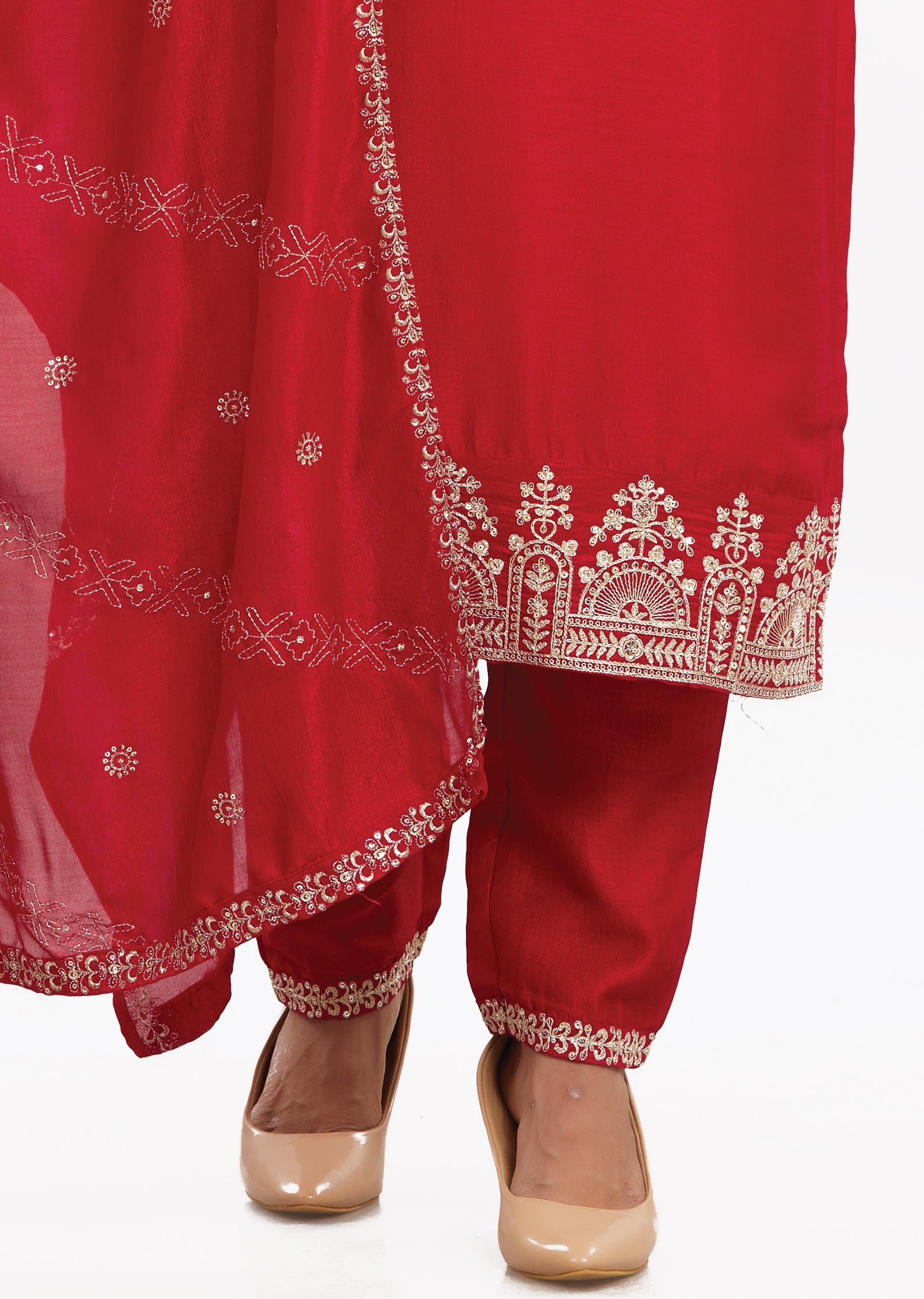 Maroon Silk Kurti with Zari & Sequence Work