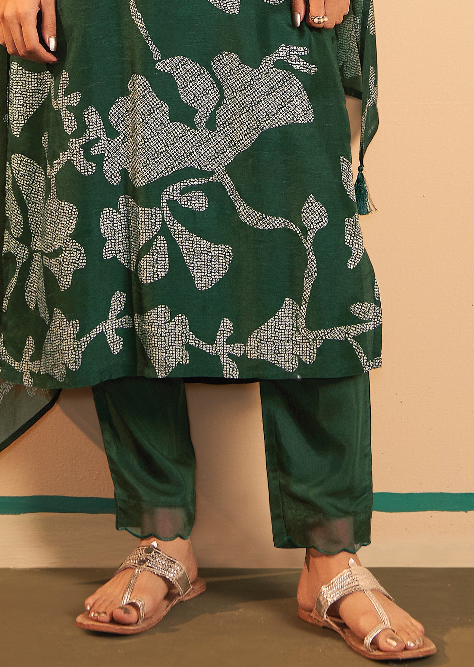 Dark Green Silk Straight cut suits