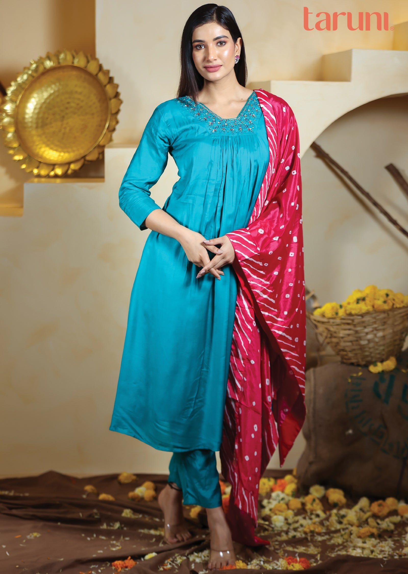 Rama Green Muslin Straight Cut Suits